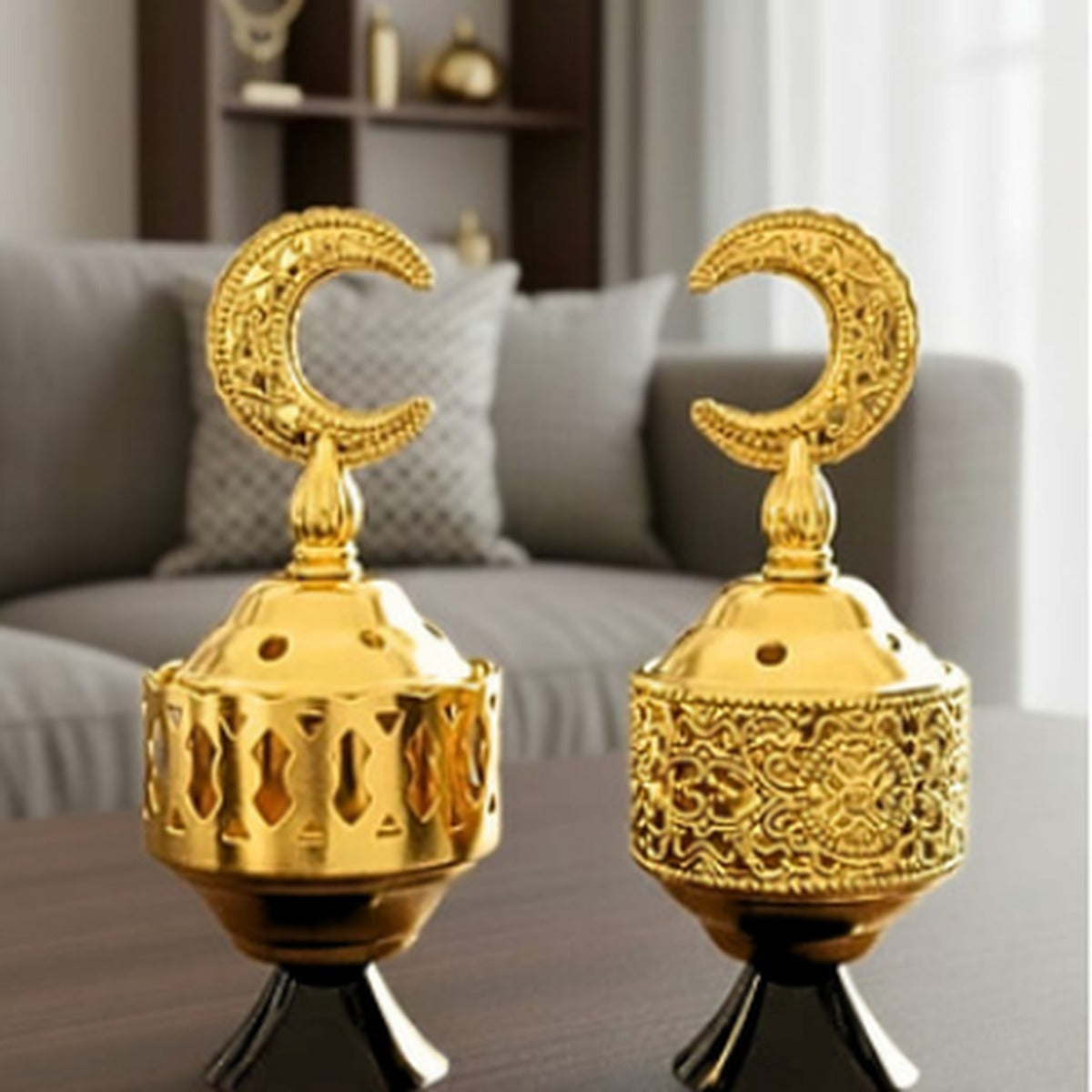 Crescent metal charcoal incense burner