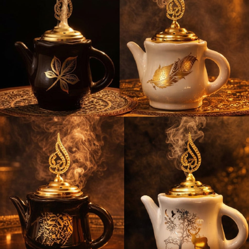 Teapot style porcelain incense burner